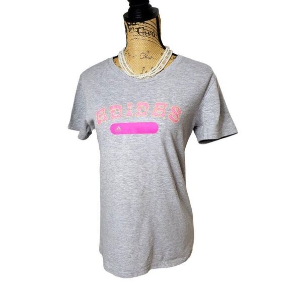Adidas Women's Amplifier Tee M Training Tech T-shirt Logo Pink Grey Medium NWOT - Picture 4 of 8